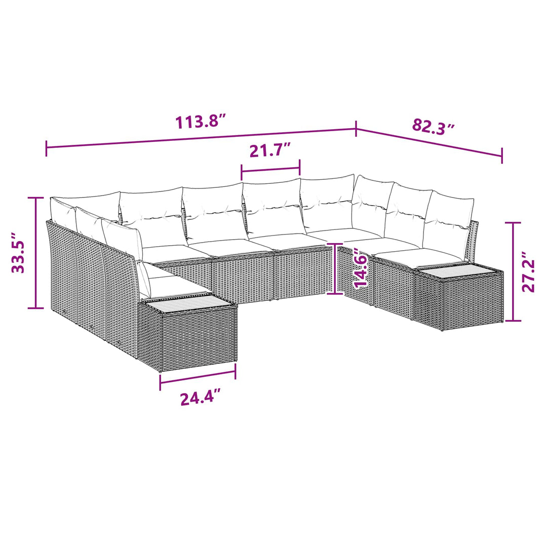 Havesofa Sæt med pude med opbevaring 5 pcs Sort Polyrattan