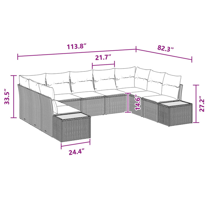 Havesofa Sæt med pude med opbevaring 5 pcs Sort Polyrattan