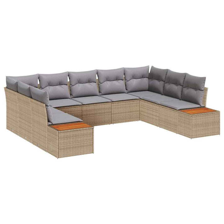 Havesofa Sæt med pude 5 pcs Beige og lys grå Polyrattan