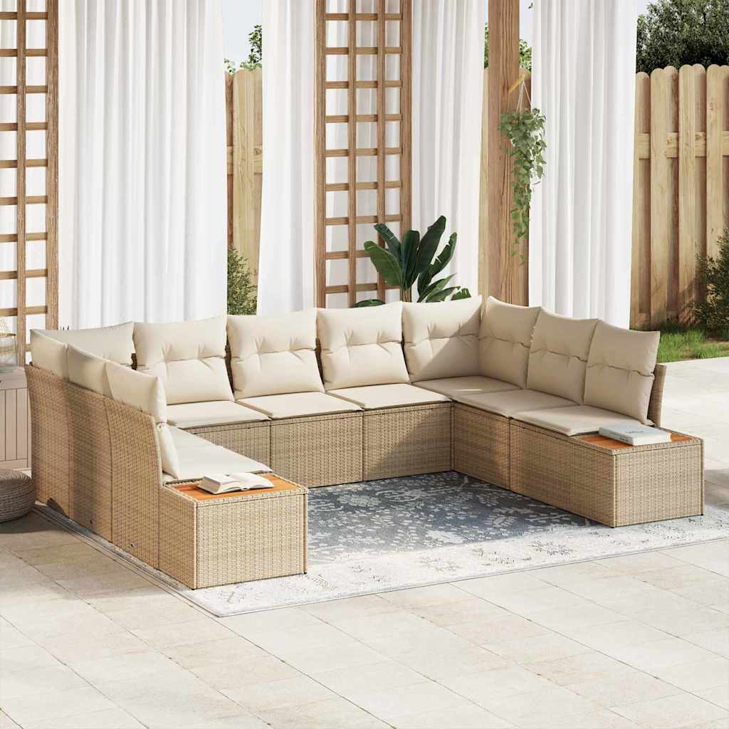 Havesofa Sæt 5 stk. 9-Antal sæder Beige og creme Polyrattan