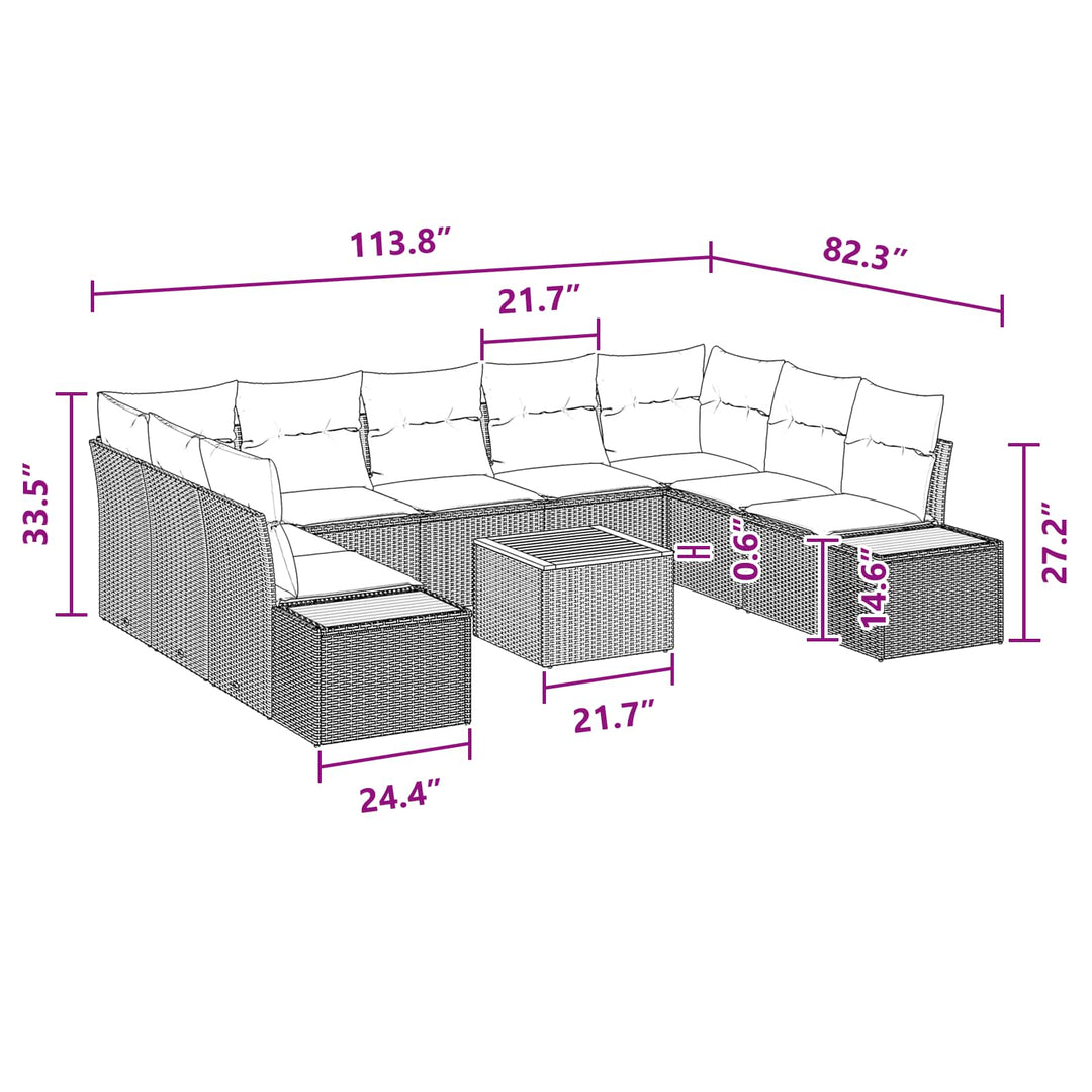 Havesofa Sæt med pude med opbevaring 5 pcs Sort Polyrattan