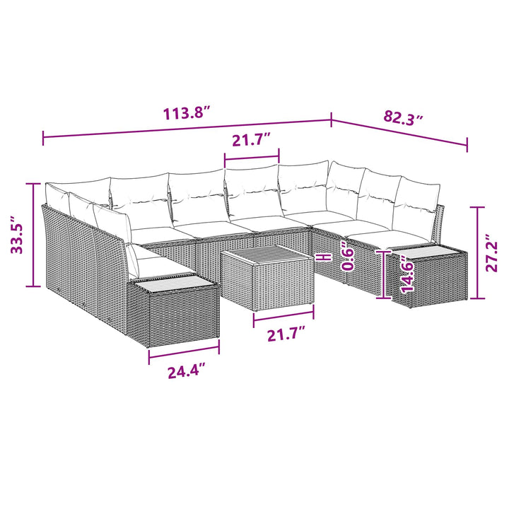 Havesofa Sæt med pude med opbevaring 5 pcs Sort Polyrattan