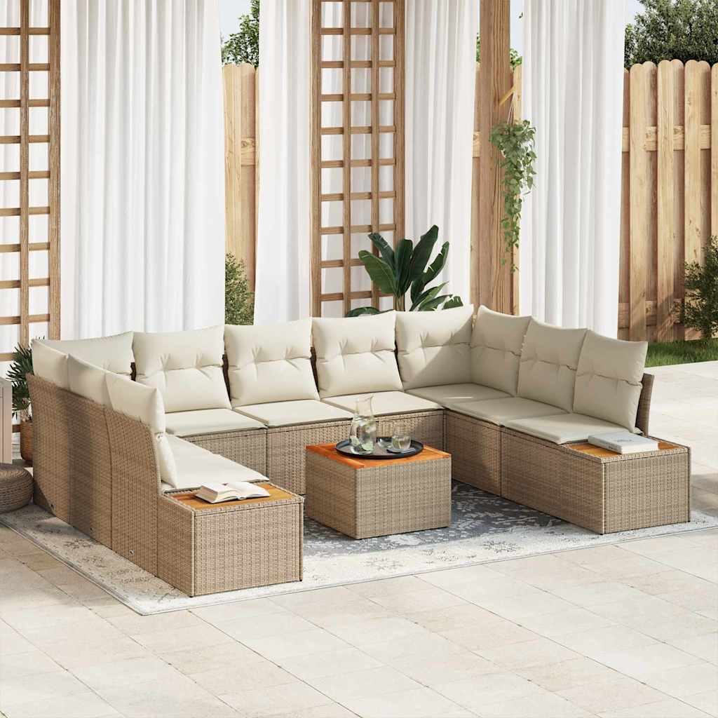 Havesofa Sæt 5 stk. 9-Antal sæder Beige og creme Polyrattan