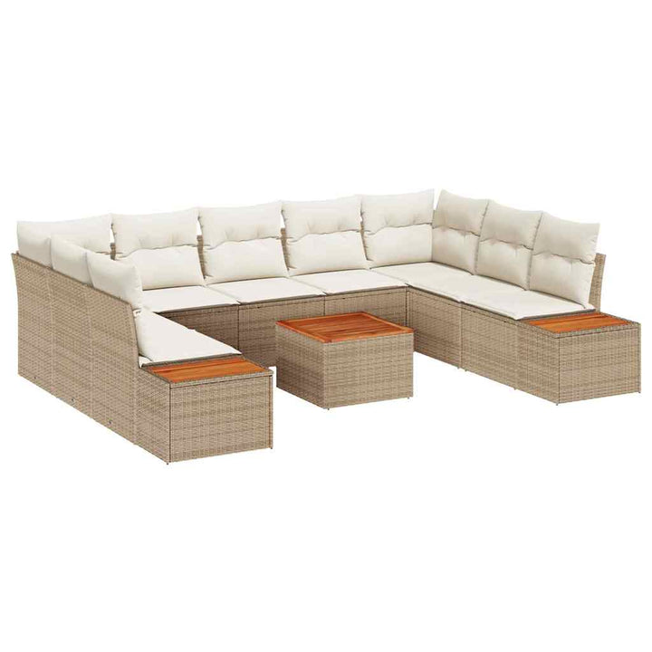 Havesofa Sæt 5 stk. 9-Antal sæder Beige og creme Polyrattan