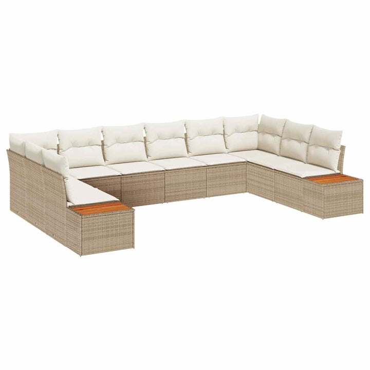 Havesofa Sæt 10 stk. 10-Antal sæder Beige og creme Polyrattan