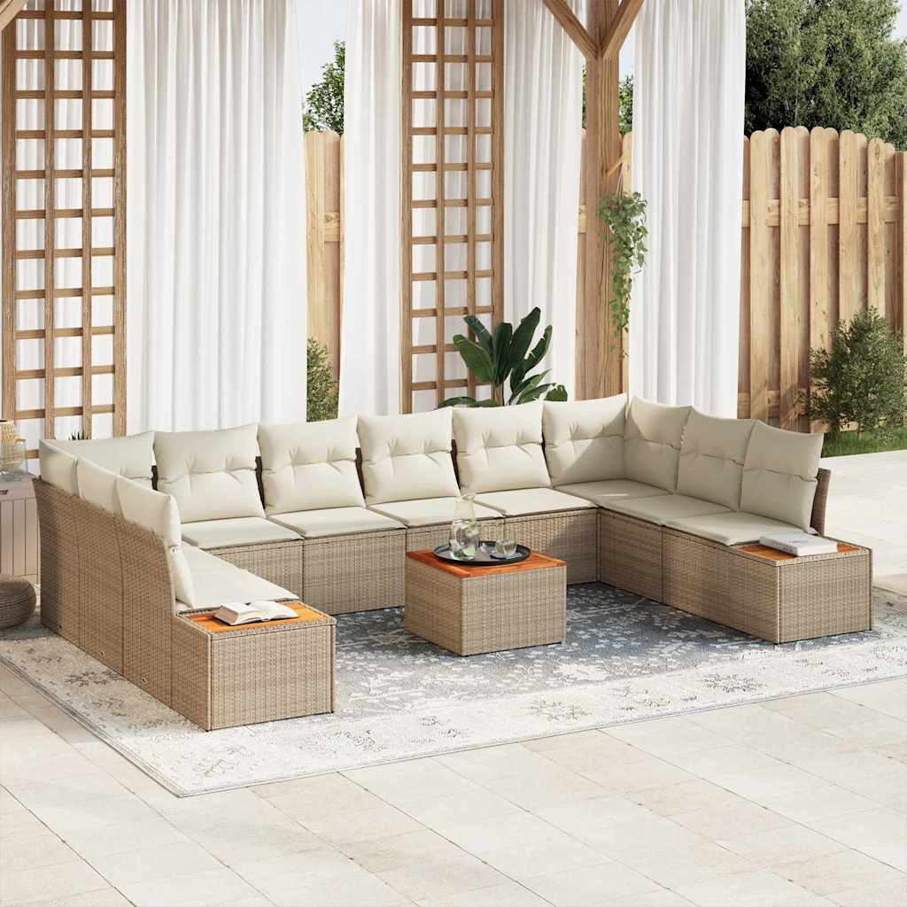 Havesofa Sæt 10 stk. 10-Antal sæder Beige og creme Polyrattan