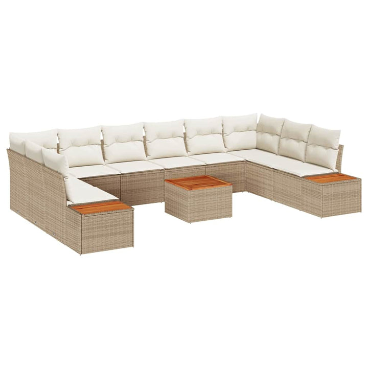 Havesofa Sæt 10 stk. 10-Antal sæder Beige og creme Polyrattan