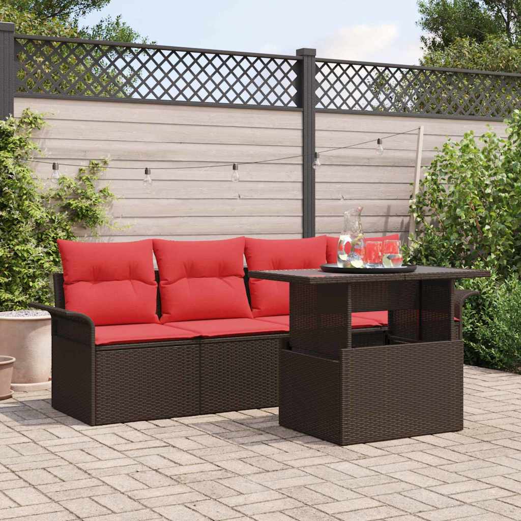 Havesofa Sæt 5 stk. Brun [Syntetisk]: Poly Rattan
