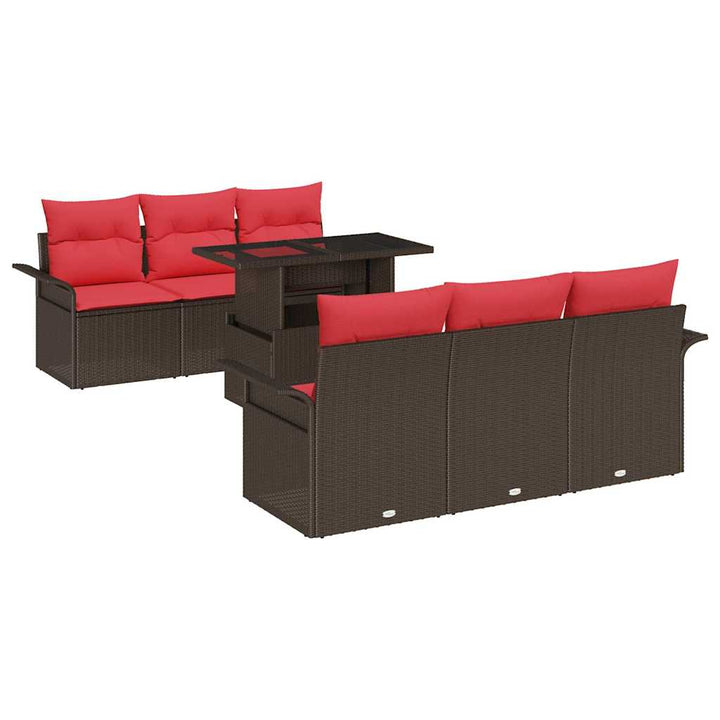 Havesofa Sæt 7 stk. Brun [Syntetisk]: Poly Rattan