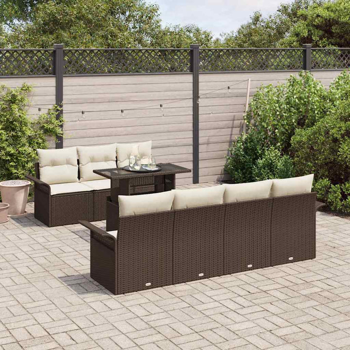 Havesofa Sæt 8 stk. Brun [Syntetisk]: Poly Rattan