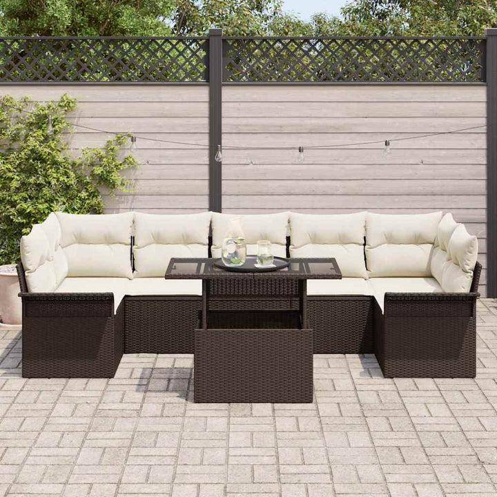 Havesofa Sæt 8 stk. Brun [Syntetisk]: Poly Rattan