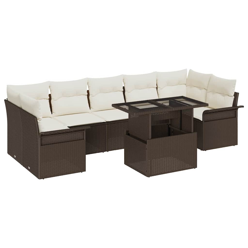 Havesofa Sæt 8 stk. Brun [Syntetisk]: Poly Rattan