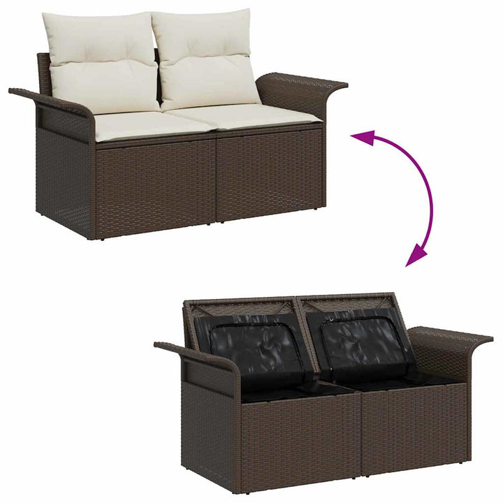 Havesofa Sæt 8 stk. Brun [Syntetisk]: Poly Rattan