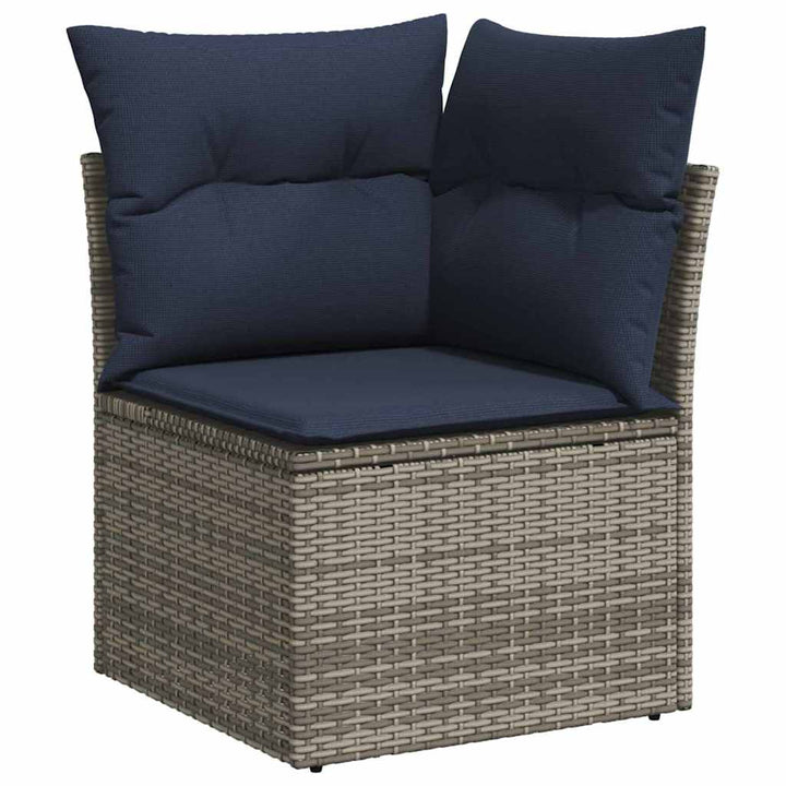 Havesofa Sæt 9 stk. Grå [Syntetisk]: Poly Rattan