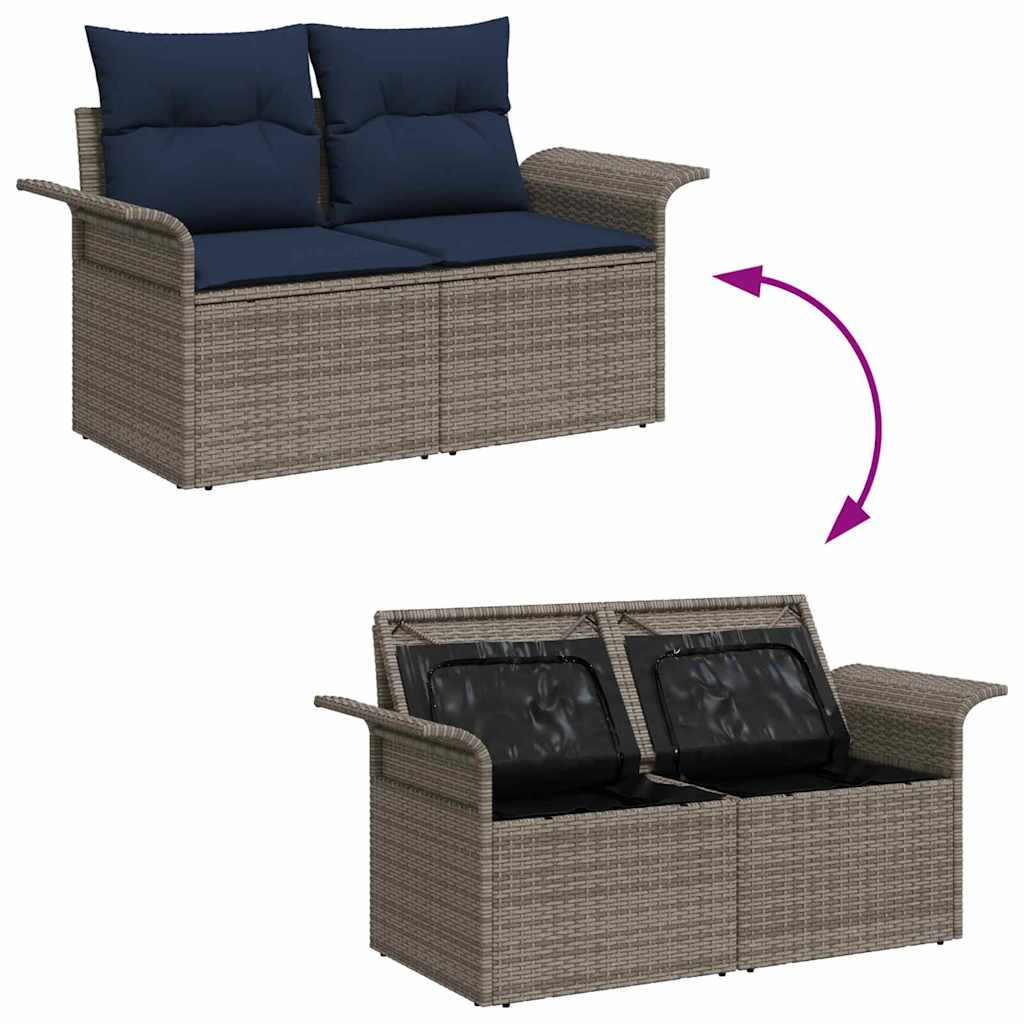 Havesofa Sæt 9 stk. Grå [Syntetisk]: Poly Rattan