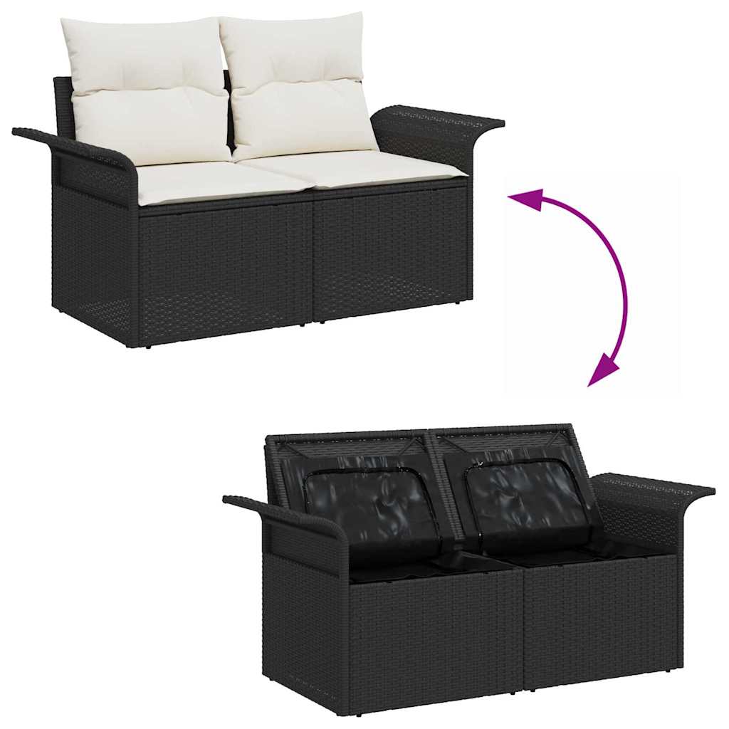 Havesofa Sæt 6 stk. Sort [Syntetisk]: Poly Rattan