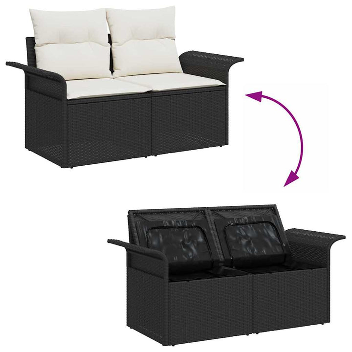 Havesofa Sæt 6 stk. Sort [Syntetisk]: Poly Rattan