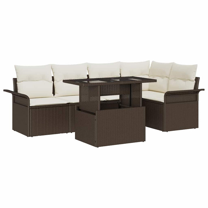 Havesofa Sæt 6 stk. Brun [Syntetisk]: Poly Rattan