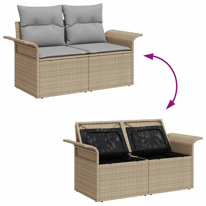 Havesofa Sæt 6 stk. Beige [Syntetisk]: Poly Rattan