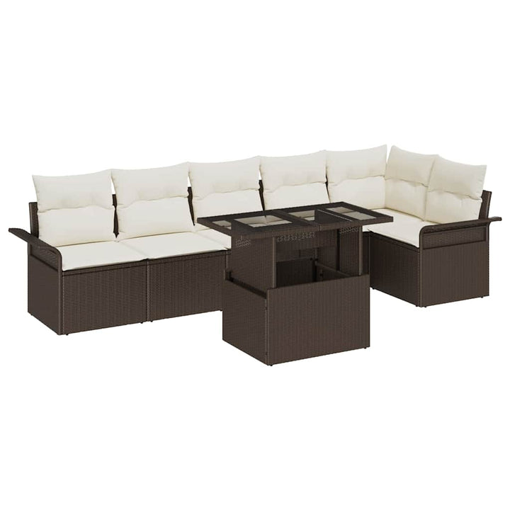 Havesofa Sæt 7 stk. Brun [Syntetisk]: Poly Rattan