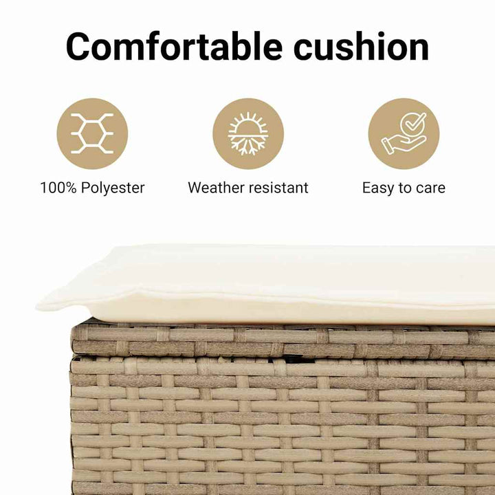 Havesofa Sæt med pude med opbevaring 8 pcs Beige Poly rattan
