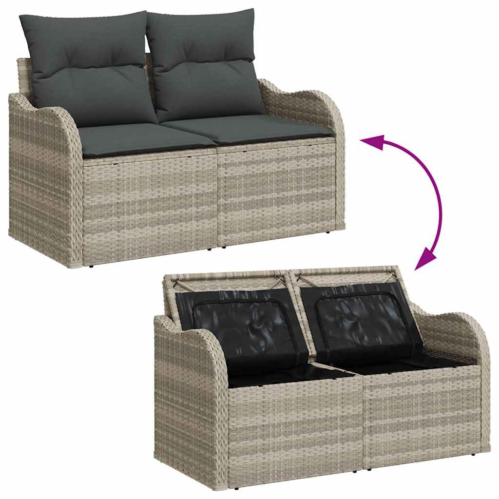 Havesofa Sæt med pude med pude 6 pcs Lysegrå Poly Rattan