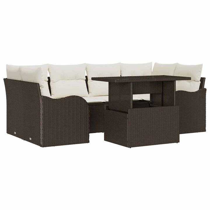 Havesofa Sæt 7 pcs Brun 234 x 122,5 x 85 cm Poly Rattan