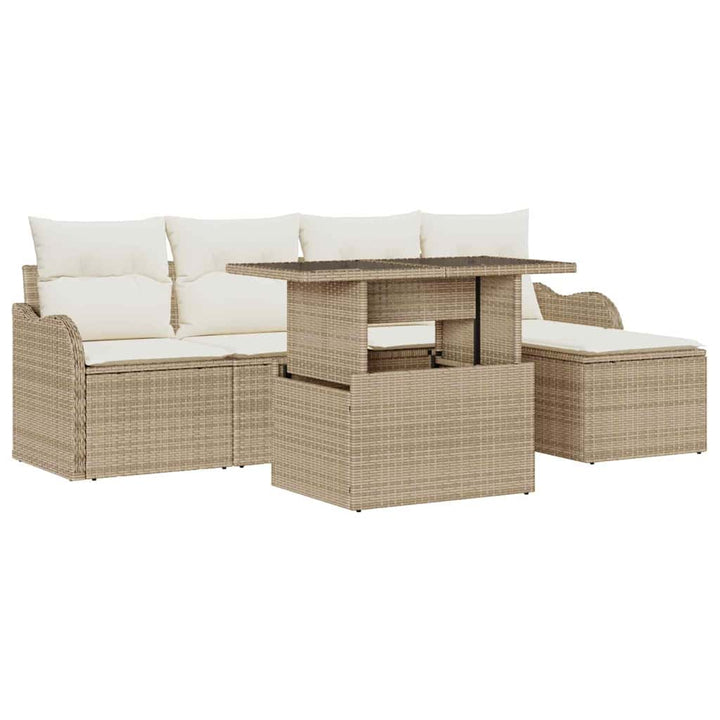 Havesofa Sæt 6 stk. Beige [Syntetisk]: Polyrattan