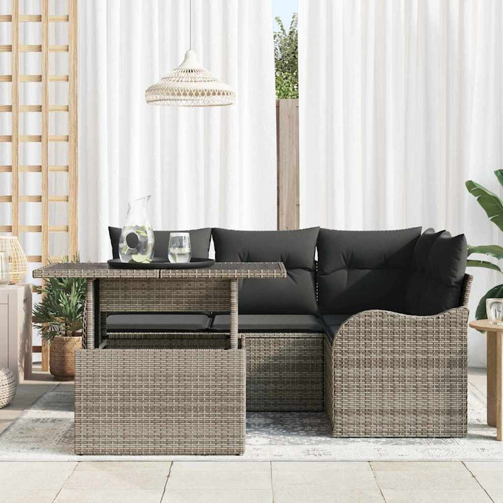 Havesofa Sæt 5 stk. Grå Poly Rattan