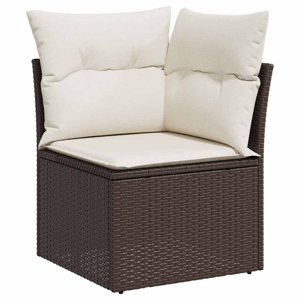 Havesofa Sæt med pude med pude 7 pcs Brun Poly Rattan