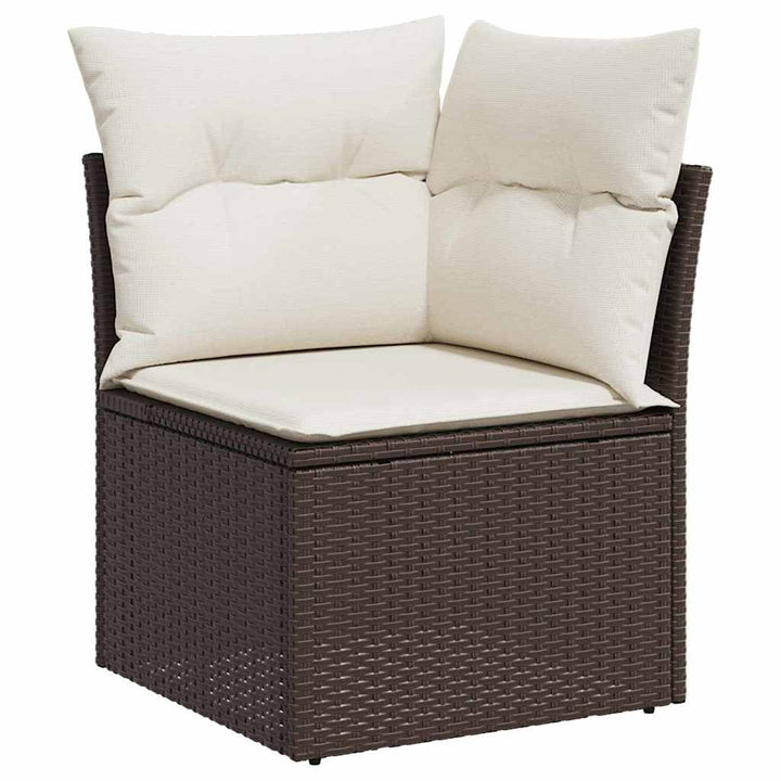 Havesofa Sæt med pude med pude 7 pcs Brun Poly Rattan