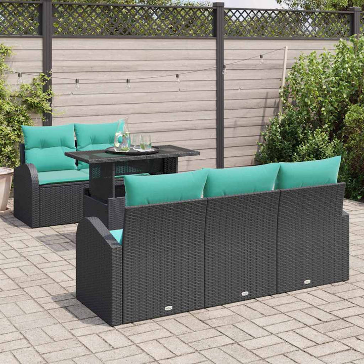 Havesofa Sæt 6 stk. Sort Poly Rattan