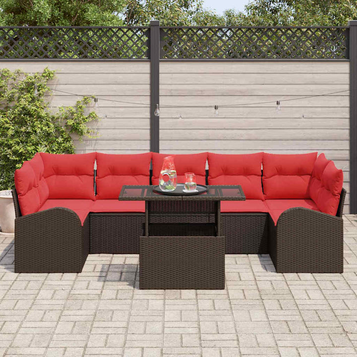 Havesofa Sæt 8 stk. Brun Poly Rattan
