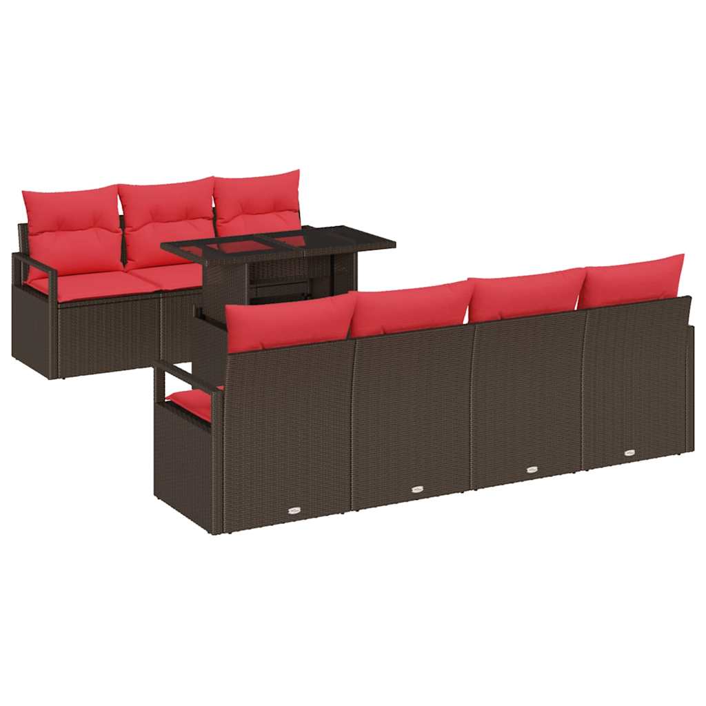 Havesofa Sæt med opbevaring 8 pcs Brun Poly rattan