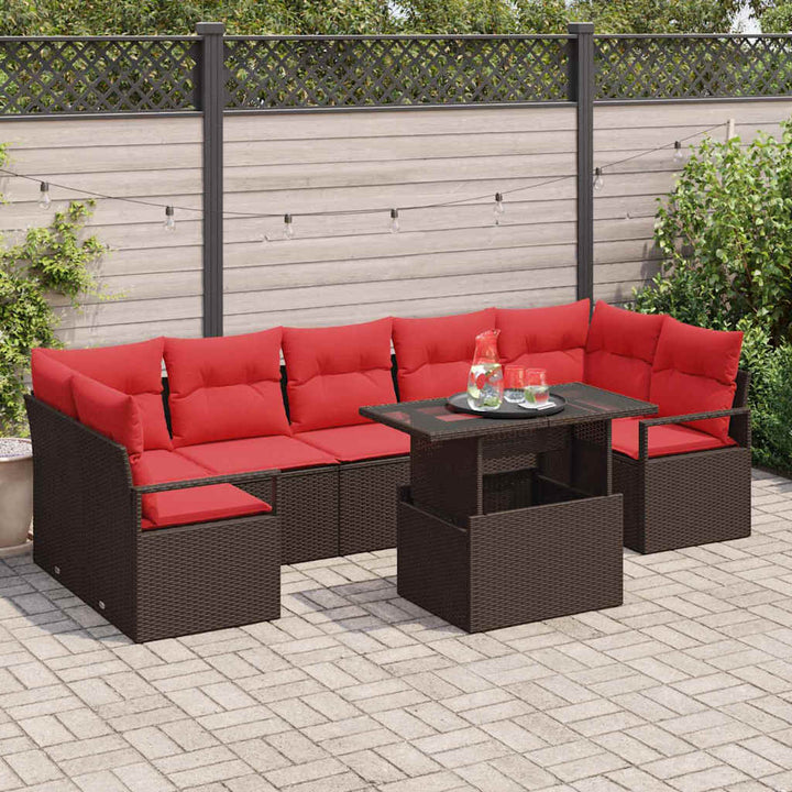 Havesofa Sæt 8 stk. Brun Poly rattan