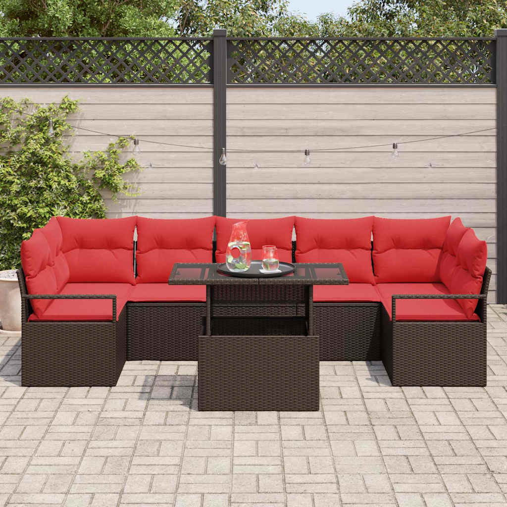 Havesofa Sæt 8 stk. Brun Poly rattan