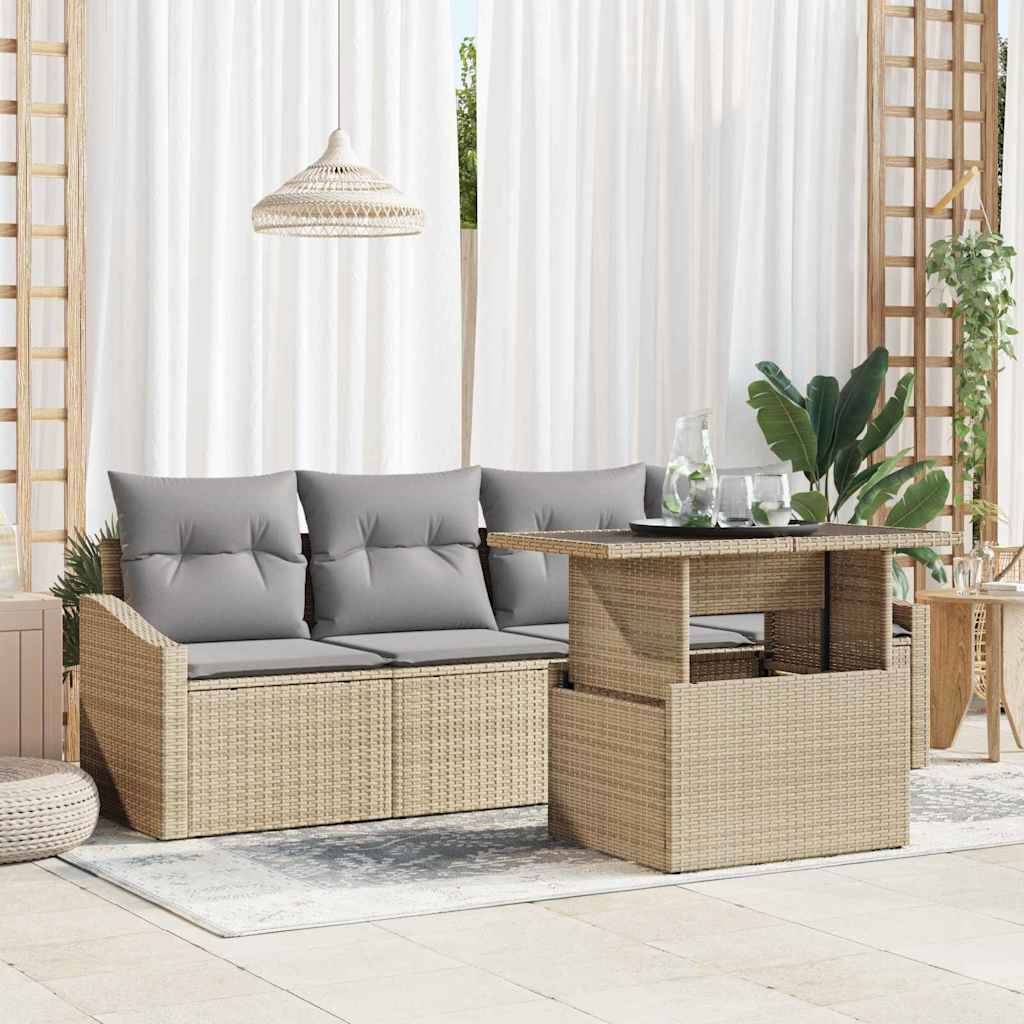 Havesofa Sæt 5 stk. Beige polyrattan