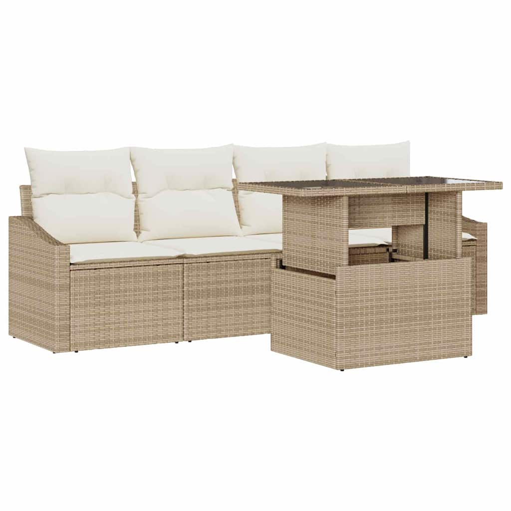 Havesofa Sæt 5 stk. Beige polyrattan