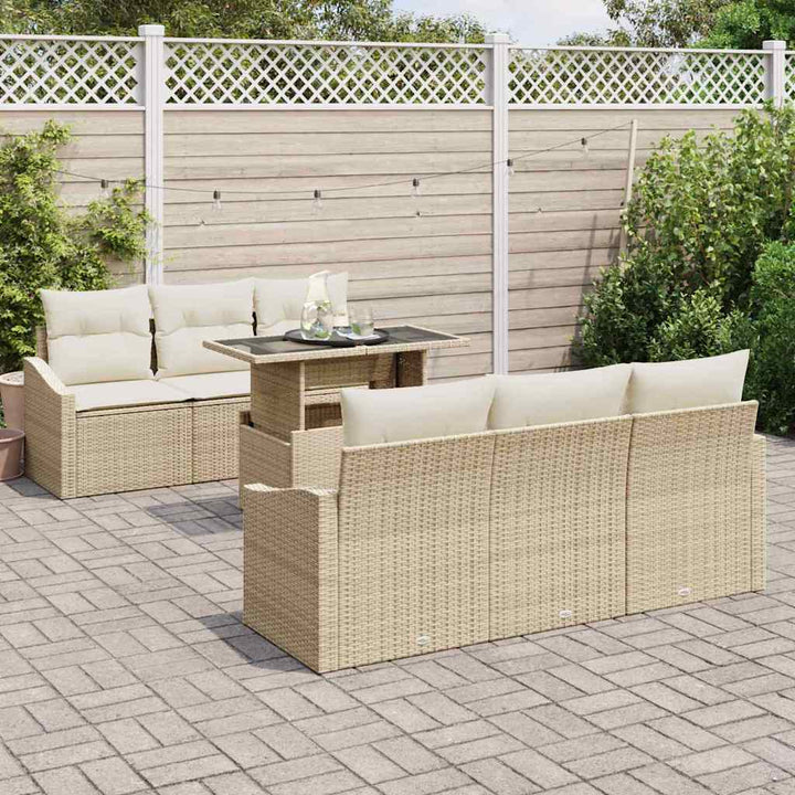 Havesofa Sæt 7 stk. Beige polyrattan