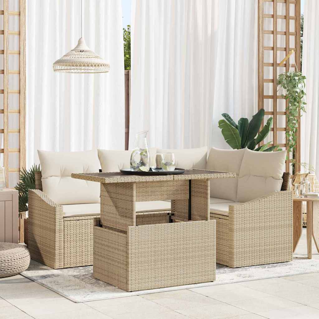 Havesofa Sæt 5 stk. Beige og creme