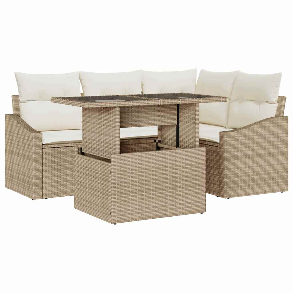 Havesofa Sæt 5 stk. Beige og creme
