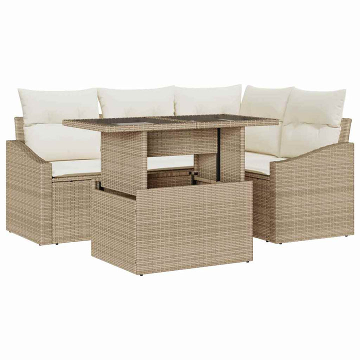 Havesofa Sæt 5 stk. Beige og creme