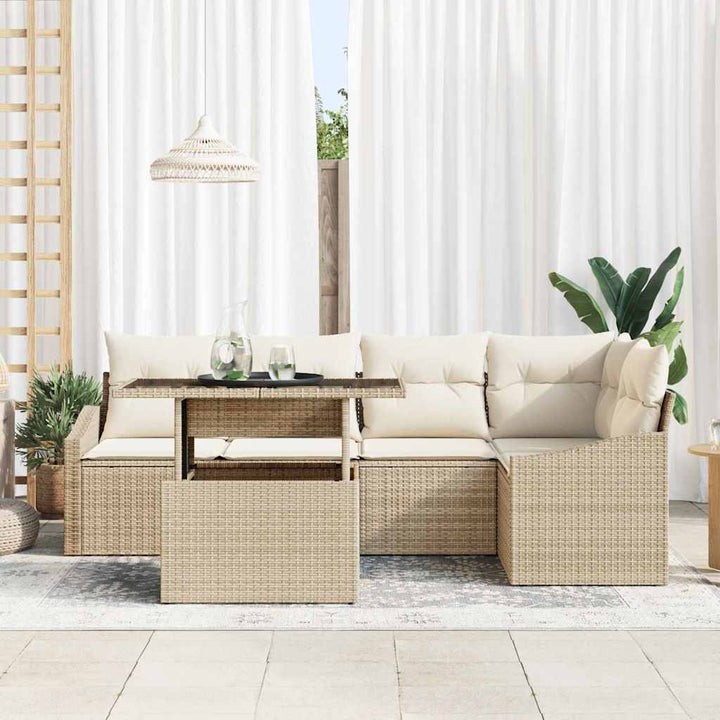 Havesofa Sæt med pude med opbevaring 6 pcs Beige og creme
