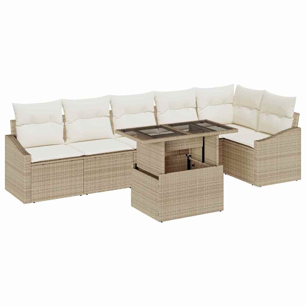 Havesofa Sæt 7 stk. Beige og creme