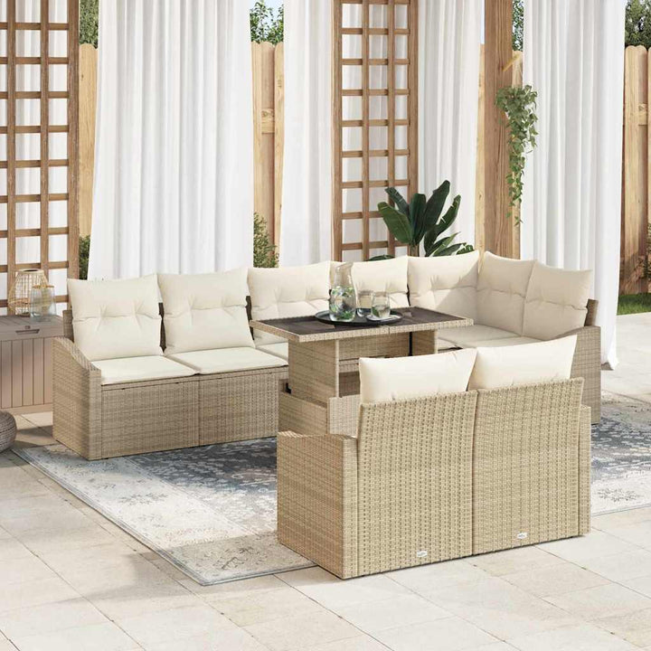 Havesofa Sæt med pude med opbevaring 9 pcs Beige og creme