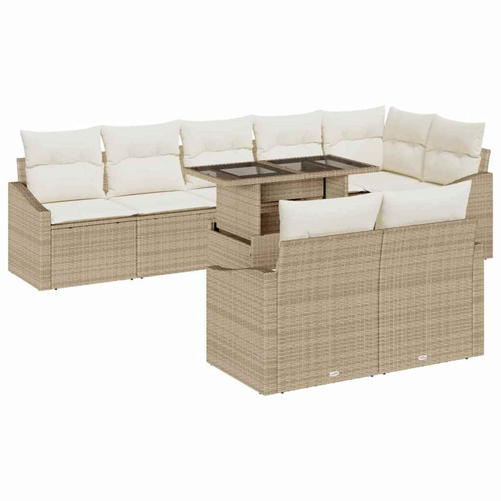 Havesofa Sæt med pude med opbevaring 9 pcs Beige og creme