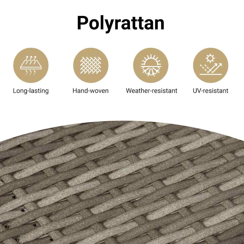 Havesofa Sæt 11 pcs Grå polyrattan & Pulverlakeret stål