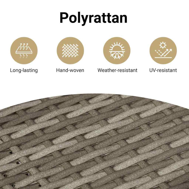Havesofa Sæt 11 pcs Grå polyrattan & Pulverlakeret stål