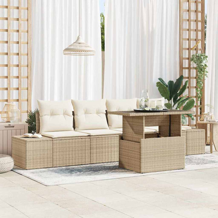 Havesofa Sæt 5 stk. Beige og creme