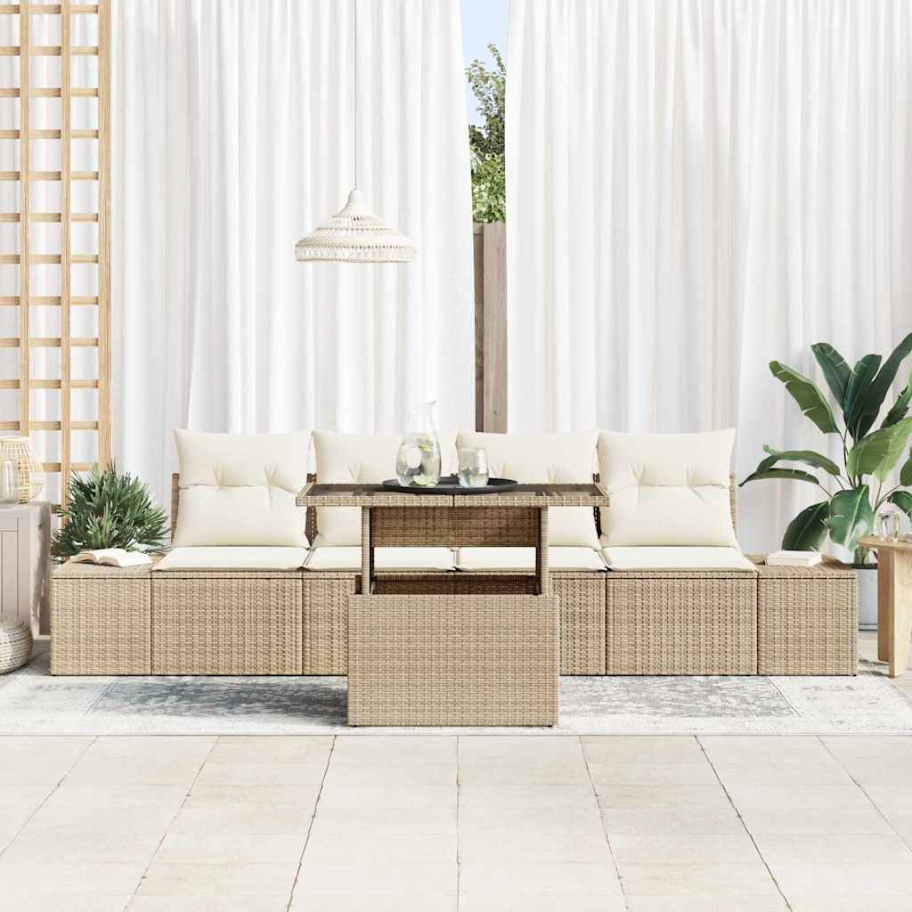 Havesofa Sæt 5 stk. Beige og creme